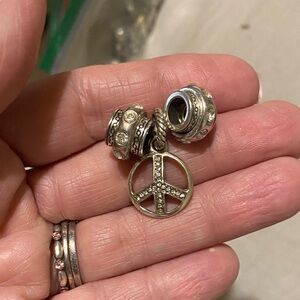 Brighton Silver Peace Charm and two beads